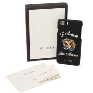 (CFL) Gucci Black Coated Canvas L'Aveugle Par Amour iPhone 7 Case, New in Box